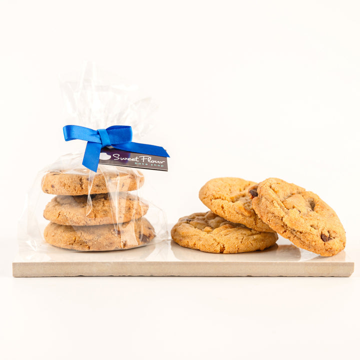 Gift Bag of 3 Classic Sized Cookies + Blue ribbon and  card