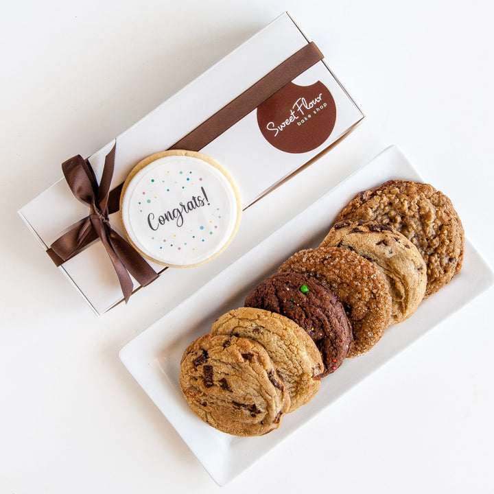 Gift Box of Gourmet Cookies with Congrats Decorated Cookie