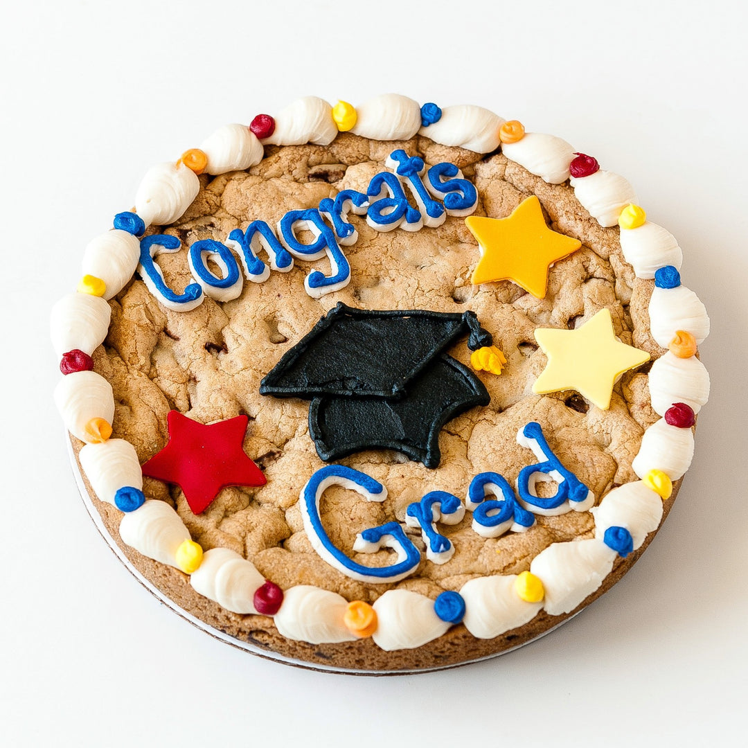 Congrats Grad Cookie Cake with Stars and Grad Hat