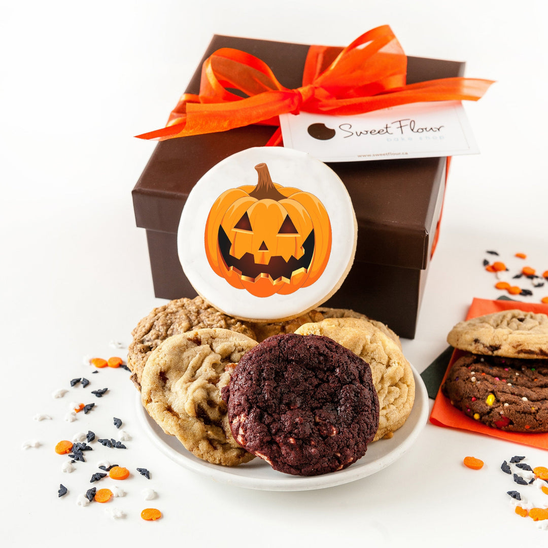 Halloween Cookie Gift Box with Jack O'Lantern sugar cookie