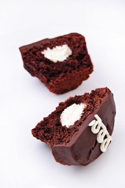open retro chocolate cupcake