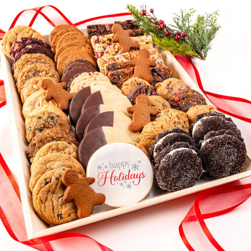 Deluxe Cookie Tray with Happy Holidays sugar cookie
