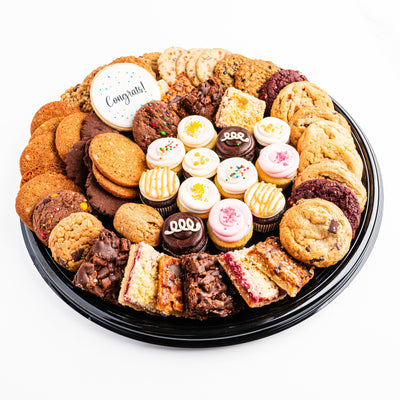 Deluxe Assortment Cookie & Cupcake Tray with Congrats
