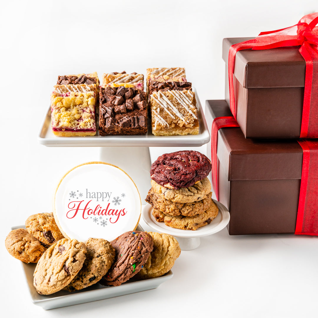 Cookies & Bars Gift Boxes with Happy Holidays Sugar Cookie