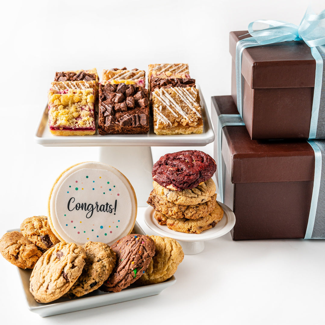 Deluxe Duo Cookie Gift Box with Congrats Cookie
