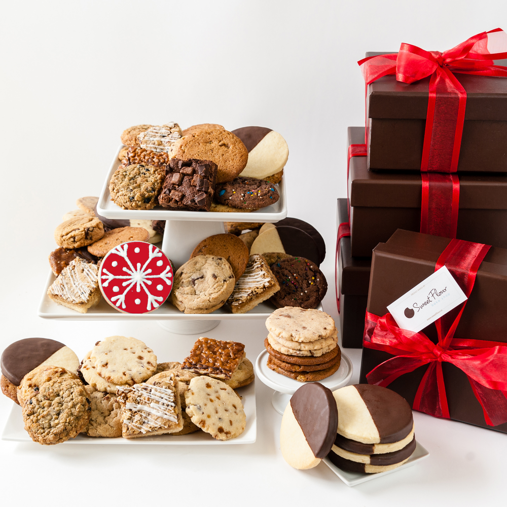 Deluxe Plus Cookie Gift Tower with Red Snowflake