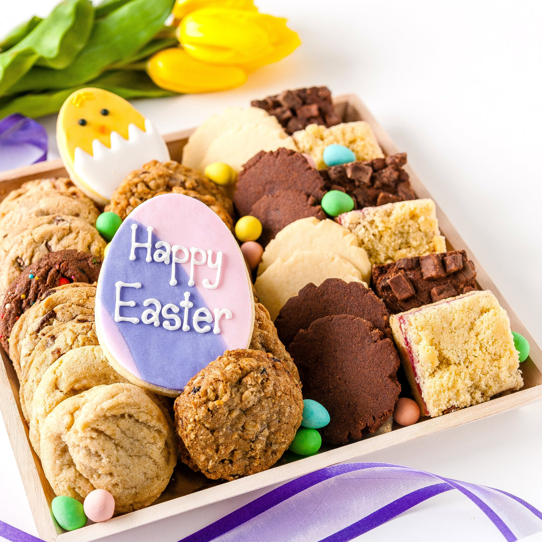 Cookie Tray Gift with Happy Easter and Chick Decorated Cookie