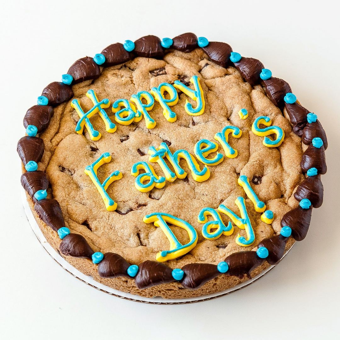 Happy Father's Day Cookie Cake with Blue and Chocolate Brown icing
