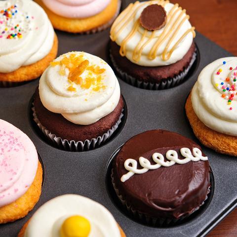 Assorted Cupcakes in baking pan 